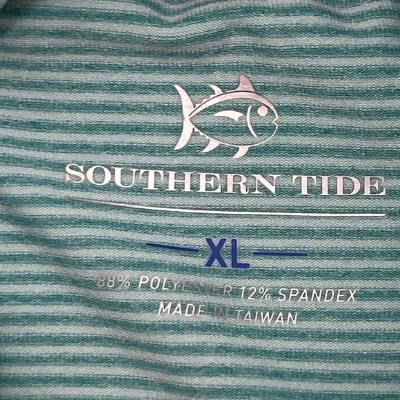 Southern Tide 1/4 Zip Men XL Mint Green Striped Performance Pullover Lightweight - Picture 5 of 11